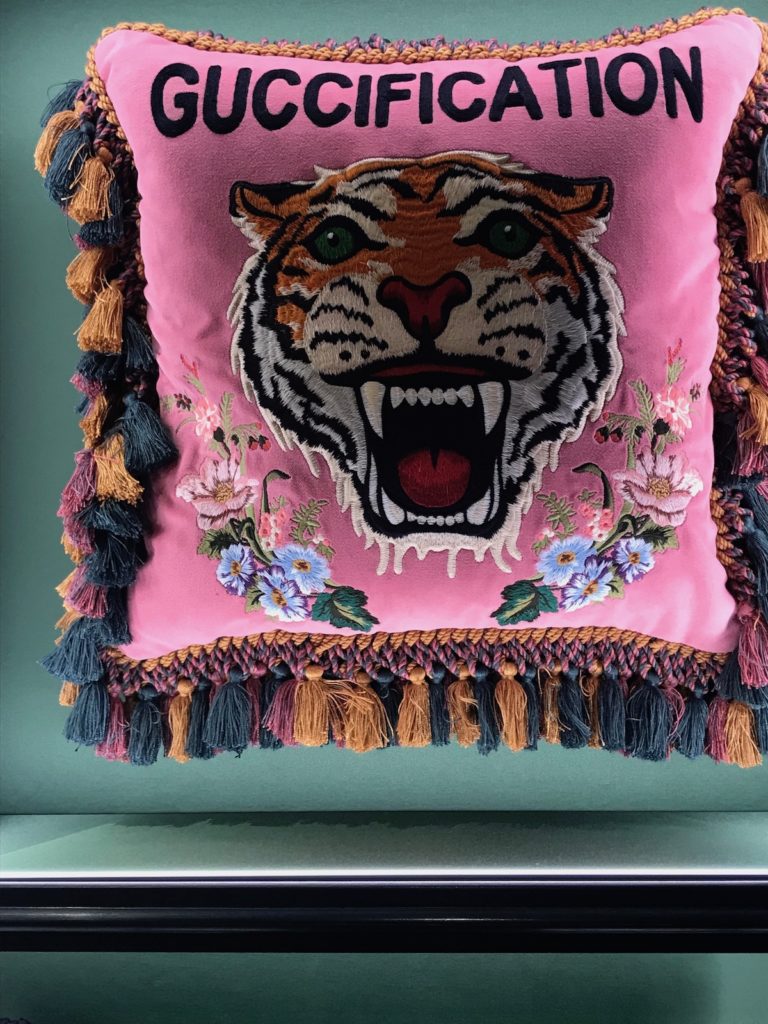 new gucci store tiger pillow