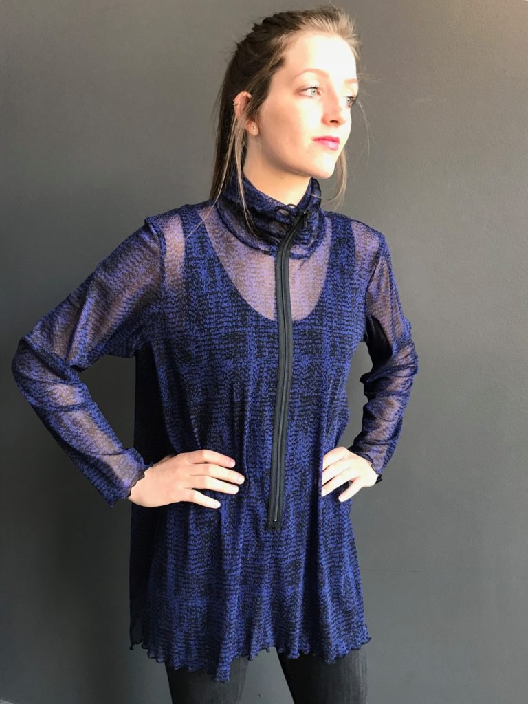 dark blue mesh top for women