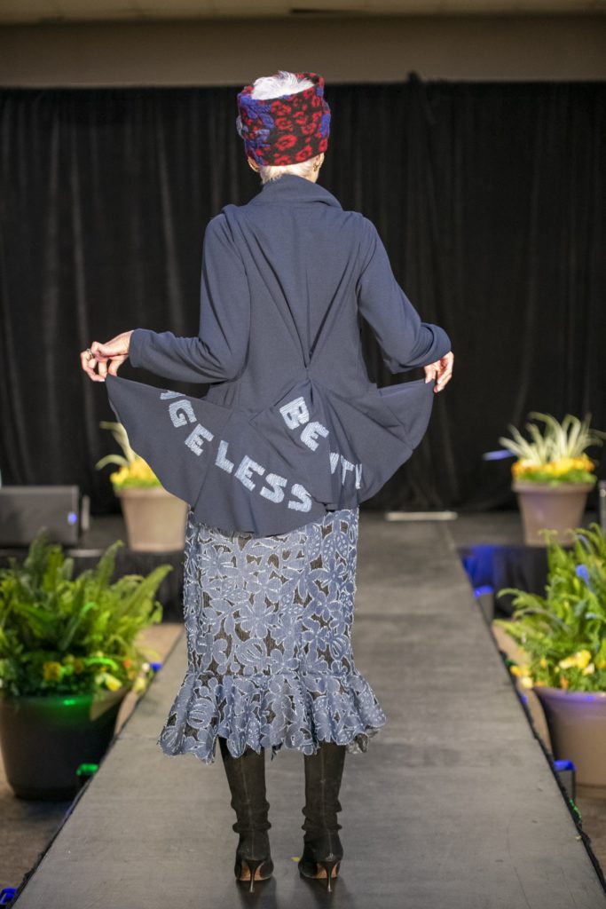 Judith Boyd StyleCrone modeling a custom couture Brooks LTD ensemble for the Mayor's Diversity and Inclusion Awards 