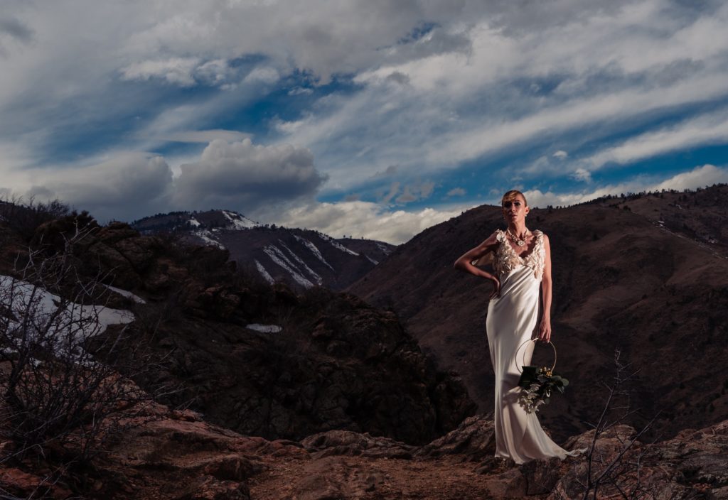 Dorotka's custom dress fits her like a glove, with an elegant cowl back that floats in the breeze. Photo by Abad Montoya.