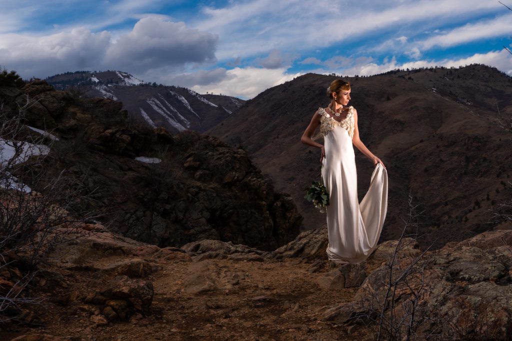 Dorotka shows off the train of her Brooks LTD wedding dress